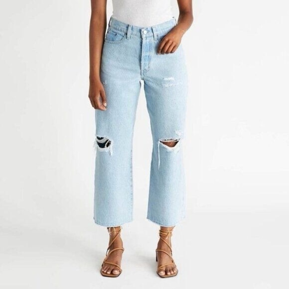 Ética Devon wide leg high waisted jeans with distressing details - Picture 1 of 11